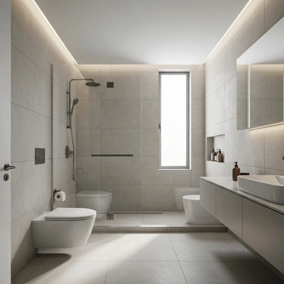 Modern bathroom with clean design and natural light