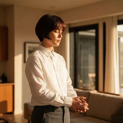 Gros plan sur une main ajustant un thermostat intelligent, avec un fond flou de système de chauffage moderne