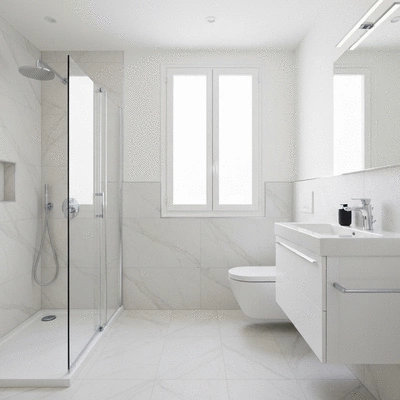 Modern bathroom renovation with new fixtures