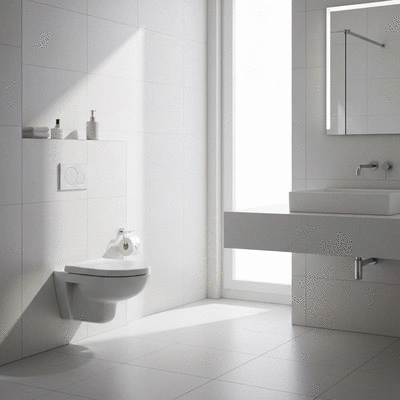 Clean and modern bathroom interior design with new installations