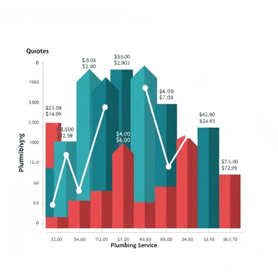 Schéma comparatif de devis de plomberie avec des chiffres et des graphiques