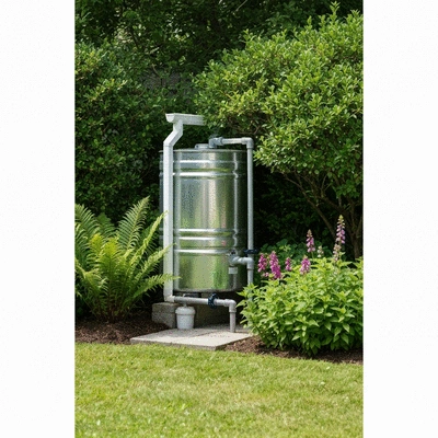 Système de récupération d'eau de pluie dans un jardin