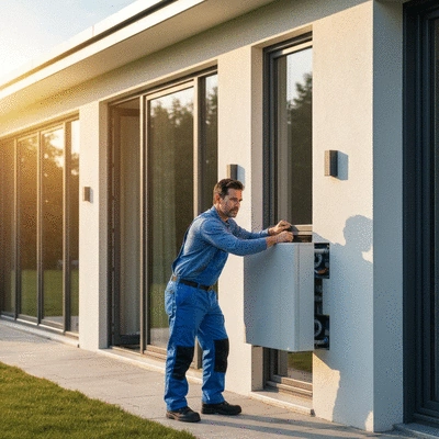 Plombier installant un système de chauffage moderne et écologique